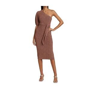 ML Monique Lhuillier One-Shoulder Midi Cocktail Dress